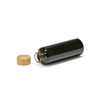 Leak-proof  glass bottle with bamboo lid, 490 ml black colour third view