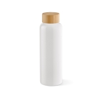 Leak-proof  glass bottle with bamboo lid, 490 ml white colour