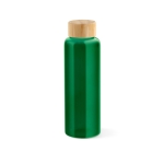 Leak-proof  glass bottle with bamboo lid, 490 ml green colour