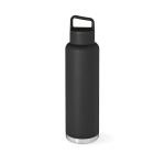 Recycled stainless steel bottle with carabiner, 1.5 L black colour