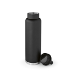 Recycled stainless steel bottle with carabiner, 1.5 L black colour second view