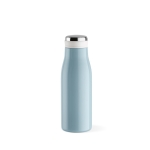 Recycled stainless steel bottle in colours, 380 ml pastel blue colour front view