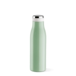 Recycled stainless steel bottle with thermal function, 470 ml pastel green colour front view