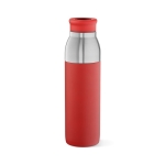 Recycled stainless steel bottle doubles as a cup, 720ml red colour