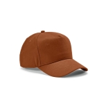 Recycled cotton cap with neck closure, 280 g/m2 brown colour