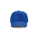 Recycled cotton cap with neck closure, 280 g/m2 blue colour front view