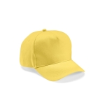 Recycled cotton cap with neck closure, 280 g/m2 yellow colour