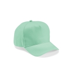 Recycled cotton cap with neck closure, 280 g/m2 light-green colour