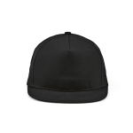 Flat peaked cap made from recycled cotton, 180 g/m2 black colour front view