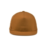 Flat peaked cap made from recycled cotton, 180 g/m2 camel colour