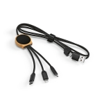 5-in-1 fast charging cable with connectors, RPET black colour