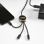 5-in-1 fast charging cable with connectors, RPET black colour second view