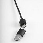 5-in-1 fast charging cable with connectors, RPET black colour fourth view