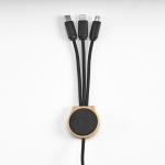 5-in-1 fast charging cable with connectors, RPET black colour second detail view