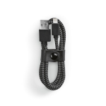 RPET charging cable with USB-A and Lightning connector, 1 m black colour second view