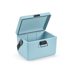 Recycled cooler box with carrying strap, 12 L pastel blue colour second view