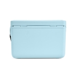 Recycled cooler box with carrying strap, 12 L pastel blue colour rear view