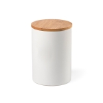 Ceramic kitchen jar with bamboo lid, 900 ml white colour