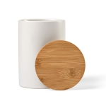 Ceramic kitchen jar with bamboo lid, 900 ml white colour second view