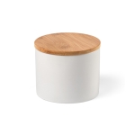 Ceramic kitchen jar with bamboo lid, 440 ml white colour