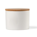 Ceramic kitchen jar with bamboo lid, 440 ml white colour third view