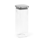 Glass container with recycled steel lid, 2.04 L transparent colour