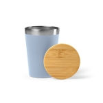 Recycled stainless steel thermal mug lid, 300 ml marbled blue colour third view