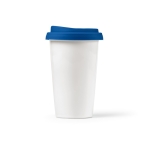 Takeaway thermal mug made of ceramic silicone lid, 290 ml blue colour front view