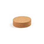 4 sustainable coasters made of natural cork natural colour second view