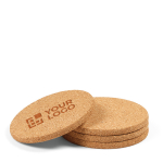 4 sustainable coasters made of natural cork main view