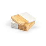 Set of 4 elegant bamboo and marble coasters natural colour