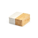 Set of 4 elegant bamboo and marble coasters natural colour second view