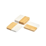 Set of 4 elegant bamboo and marble coasters natural colour third view