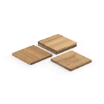 Set of 4 sustainable coasters made from Acacia wood natural colour third view