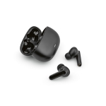 Earphones made from recycled materials in a case with battery black colour second view