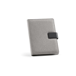 Recycled  cotton folder with snap fastener, A5 dark grey colour