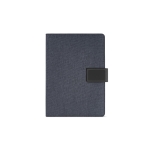 Recycled  cotton folder with snap fastener, A5 royal blue colour front view