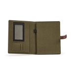 Recycled cotton folder with snap fastener, A4 military green colour second view