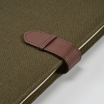 Recycled cotton folder with snap fastener, A4 military green colour third view