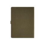 Recycled cotton folder with snap fastener, A4 military green colour rear view