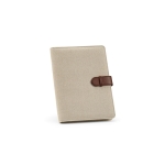 Writing folder made of recycled cotton with fastener, A5 natural colour