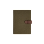 Writing folder made of recycled cotton with fastener, A5 military green colour front view