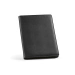 Faux leather folder with zip, pockets and writing pad, A4 black colour