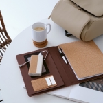 Cork folder with elastic closure and tablet sleeve, A4 natural colour third view