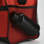 Sports bag made of RPET with black reflective straps red colour second view