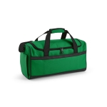 Sports bag made of RPET with black reflective straps green colour