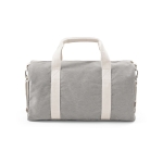 Recycled cotton sports bag with shoulder strap grey colour front view