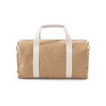 Recycled cotton sports bag with shoulder strap champagne colour front view