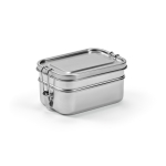 Recycled stainless steel lunch box with clasps, 1.05 L silver colour