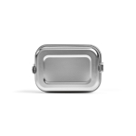 Recycled stainless steel lunch box with clasps, 1.05 L silver colour third view